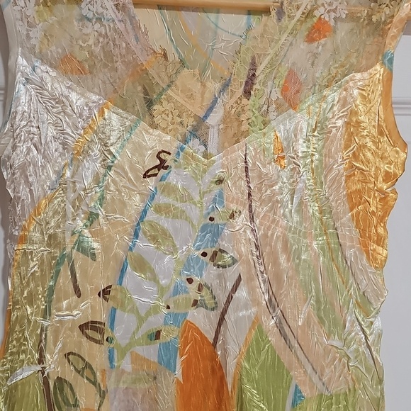 ✨ Komarov Crinkle Midi Dress | Lace Detail | Abstract Print ✨ - Picture 7 of 9